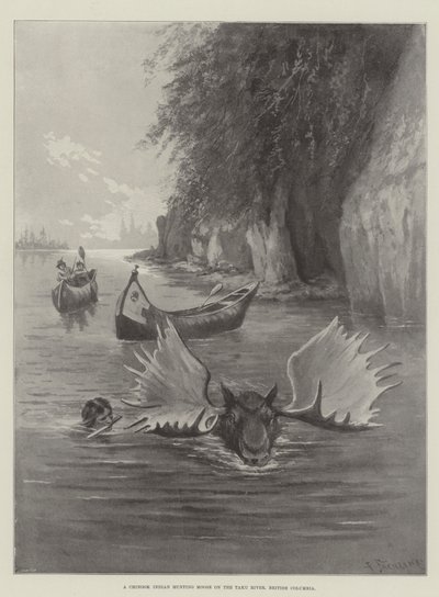 A Chinook Indian Hunting Moose on the Taku River, British Columbia by Paul Frenzeny